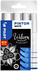 Verfstift PILOT Pintor assorti breedtes wit 4 Stuk