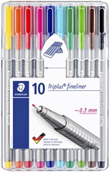 Fineliner Staedtler triplus 334 0.3mm ass 10st 10 Stuk