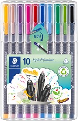 Fineliner Staedtler triplus 334 0.3mm ass 10st 10 Stuk