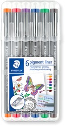 Fineliner Staedtler pigment 308 0.3mm 6 st ass 6 Stuk
