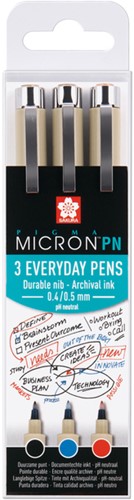 Fineliner Sakura Pigma micron pn 0.4mm ass 3 Stuk