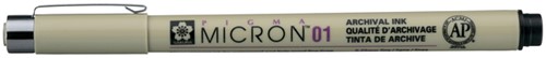 Fineliner Sakura Pigma Micron 01 0.25mm zwart 1 Stuk