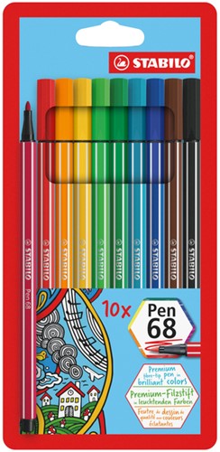 Viltstift STABILO Pen 68/10 M ass 10st 10 Stuk