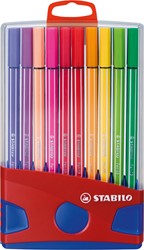 Viltstift STABILO Pen 68/20 rood/blauw etui M 20st 20 Stuk