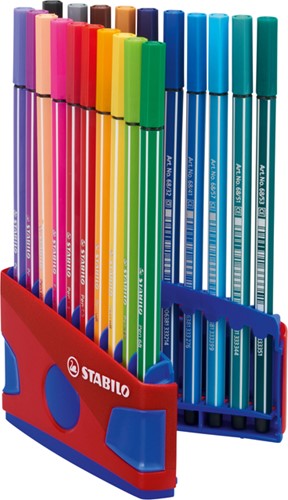 Viltstift STABILO Pen 68/20 rood/blauw etui M 20st 20 Stuk-2