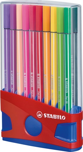 Viltstift STABILO Pen 68/20 rood/blauw etui M 20st 20 Stuk-3