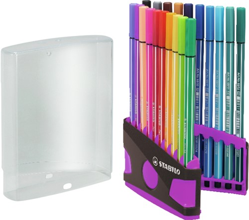 Viltstift  STABILO Pen 68/20 ColorParade in antr/roze etui M ass 20st-3
