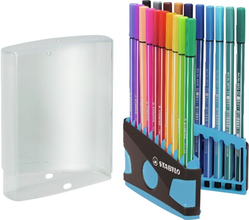 Viltstift  STABILO Pen 68/20 ColorParade in antr/turq etui M ass 20st-2