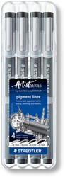 Fineliner Staedtler pigment 308 0.1-0.7mm zwart 4 Stuk