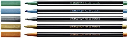 Viltstift STABILO Pen 68/805 M metallic zilver 1 Stuk-2