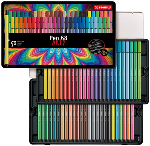 Viltstift STABILO Pen 68/50 Arty medium assorti blik à 50 stuks-2