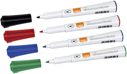 Whiteboardmarker Nobo glide rond 1mm ass 4 Stuk-3