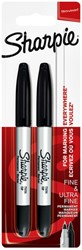 Viltstift Sharpie Twin tip UF en F 2st zwart 2 Stuk