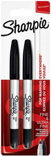 Viltstift Sharpie Twin tip UF en F 2st zwart 2 Stuk