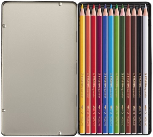 Kleurpotlood STABILO 1612 aquacolor blik 12st ass 12 Stuk-2