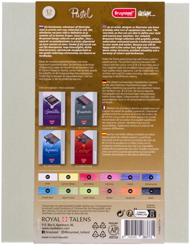 Pastelpotlood Bruynzeel Design set 12 kleuren 12 Stuk-3
