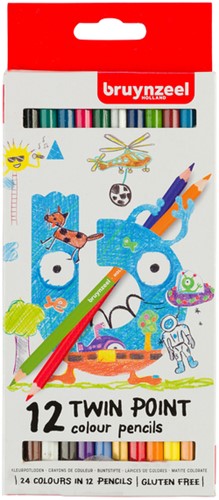 Kleurpotl Bruynzeel Kids Twin Point bm a 12st ass 12 Stuk
