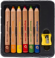 Kleurpotlood Bruynzeel Kids superzacht met puntenslijper set à 6 kleuren-2