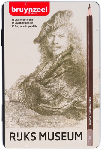 Grafietpotlood Bruynzeel Rijksmuseum Rembrandt van Rijn blik à 12 hardheden grijs
