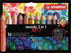 Kleurpotlood STABILO 880 woody 3 in 1 Arty 10st 10 Stuk