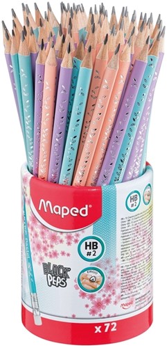 Potlood Maped Black'Peps met gum pot à 72 stuks pastel
