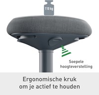 Actieve zit-stakruk Leitz Ergo met gasveer 57-82cm zwart-2