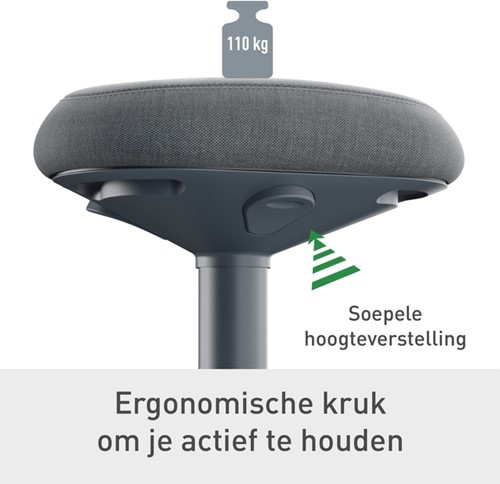 Actieve zit-stakruk Leitz Ergo met gasveer 57-82cm zwart-8