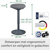 Actieve zit-stakruk Leitz Ergo met gasveer 57-82cm zwart-3