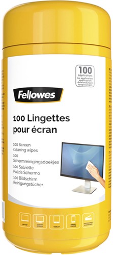 Reinigingsdoekjes Fellowes scherm dispenser 100st 100 Stuk