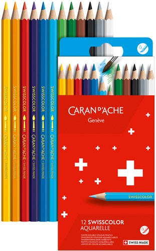 Kleurpotlood Caran d Ache aquarel doos 12st 12 Stuk-3