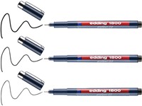 Fineliner edding 1800 0.25-0.35-0.5mm zwart 3 Stuk-2