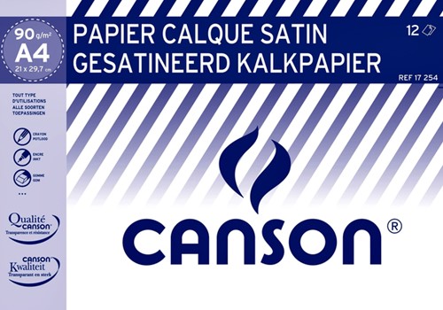 Kalkpapier Canson 12vel 90gr A4 doorschijnend 12 Vel