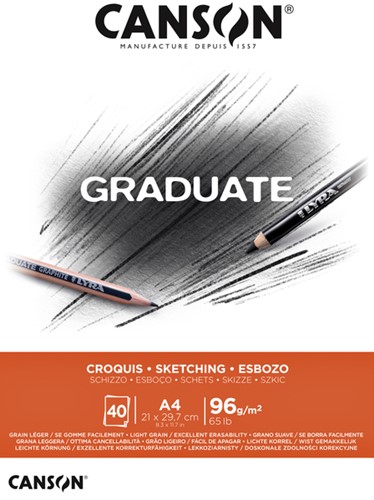 Schetspapier Canson Graduate Sketch 96gr A4 wit 1 Stuk