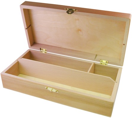 Tekendoos 25x12.5x6.5cm 3 vakken beukenhout 1 Stuk-2