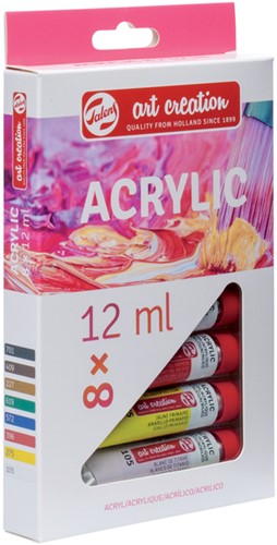 Acrylverf TAC met stappenplan 12ml set 8 kleuren 8 Stuk-2
