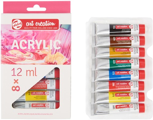 Acrylverf TAC met stappenplan 12ml set 8 kleuren 8 Stuk-3