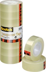 Plakband Scotch 550 19mmx33m transparant 8 rollen 8 Rol