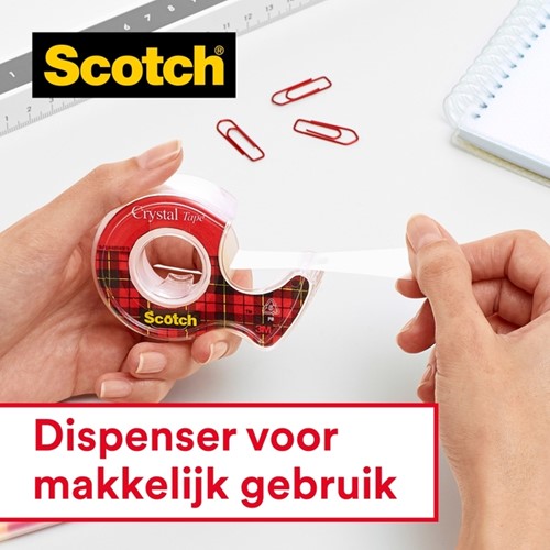 Plakband Scotch Crystal 600 19mmx15m transparant  + handdispenser-2
