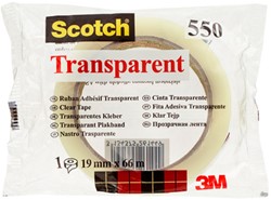 Plakband Scotch 550 19mmx66m transparant 1 Stuk