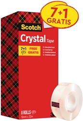 Plakband Scotch Crystal 600 19mmx33m tr 7+1 8 Stuk