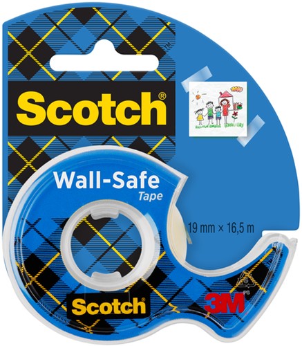 Plakband Scotch 19mmx16.5m Wall Safe + handdisp 1 Stuk