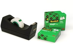 Plakbandhouder Scotch C38 zwart + 4rol tape 1 Set