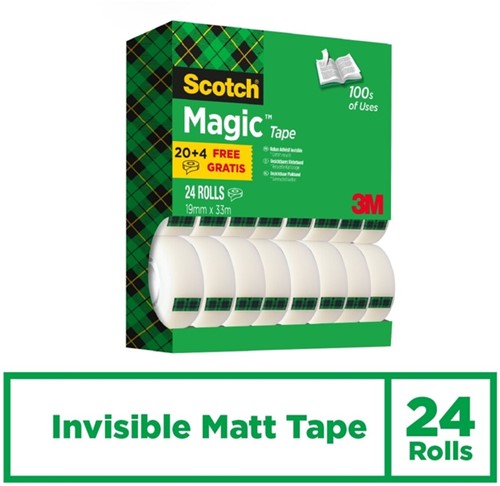 Plakband Scotch Magic 810 19mmx33m mat 20+4 24 Stuk-2