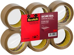 Verpakkingstape Scotch Secure 50mmx66m bruin 6rol 6 Rol