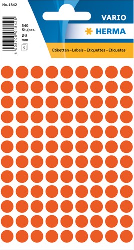 Etiket HERMA 1842 rond 8mm rood 540 stuks