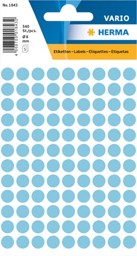 Etiket HERMA 1843 rond 8mm blauw 540 stuks