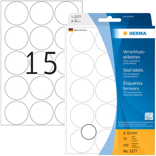 Etiket HERMA 2277 rond 32mm transparant 240st 16 Vel-2