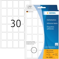 Etiket HERMA 10608 19x27mm verwijderbaar wit 720st 24 Vel