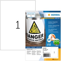 Etiket HERMA 9543 210x297mm A4 polyester wit 40st 40 Vel