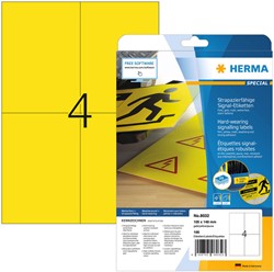 Etiket HERMA 8032 105x148mm 100st folie geel 25 Vel
